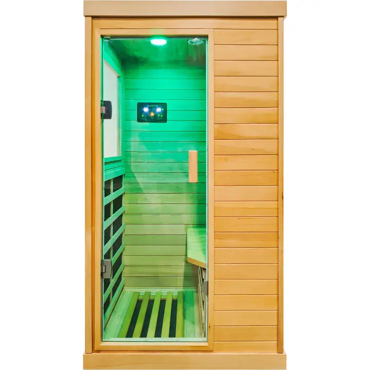 Natural Single Person Infrared Sauna Room Glass Door